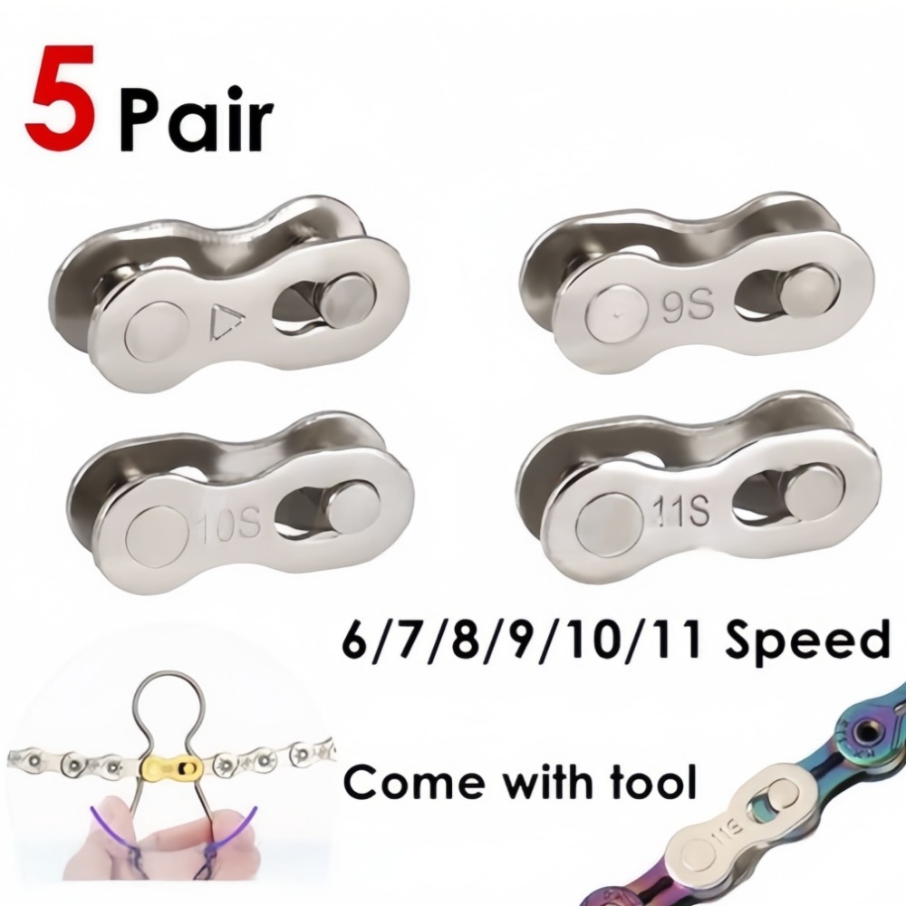 Chain Quick Link - 5 ペア 6/7/8/9/10/11 スピード自転車チェーン金属コネクタロッククイックリンクバイクバックルジョイントバックルマスターサイクリングアクセサリー用