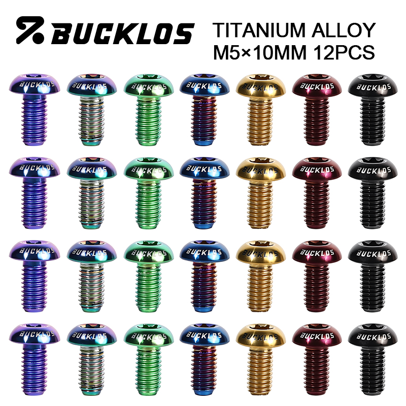 Mtb Brake Rotor - BUCKLOS Ti合金T25自転車ディスクローターボルト12個入りM5x10mm MTBロードバイクブレーキローターネジ超軽量M5自転車ディスクボルト